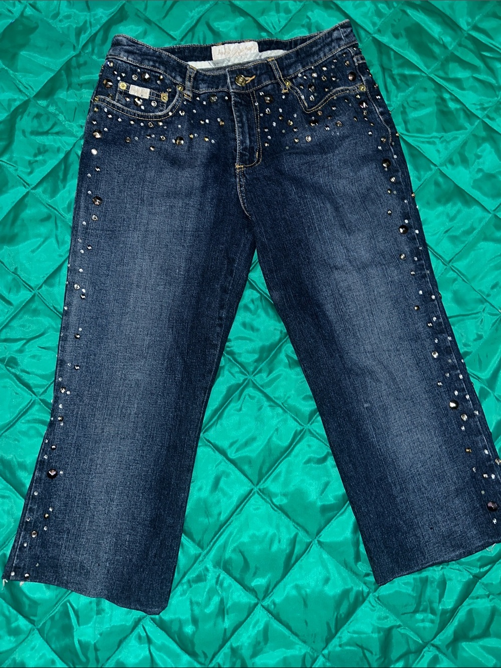 Baby Phat Dark Blue Studded Cropped Jeans